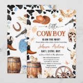 Persoonlijk Een kleine CowBoy Baby shower Kaart (Voorkant / Achterkant)