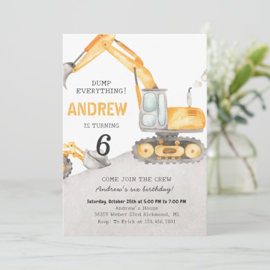 Persoonlijk een moderne graafmachine vrachtwagen v kaart (Staand voorkant)