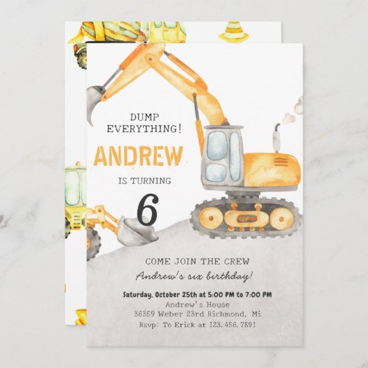 Persoonlijk een moderne graafmachine vrachtwagen v kaart (Voorkant / Achterkant)