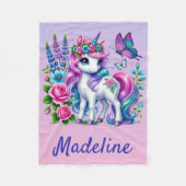 Persoonlijk Eenhoorn Geschenk Aangepaste Naam Roze Fleece Deken (Voorkant)
