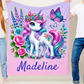 Persoonlijk Eenhoorn Geschenk Aangepaste Naam Roze Fleece Deken