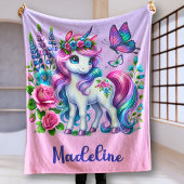 Persoonlijk Eenhoorn Geschenk Aangepaste Naam Roze Fleece Deken