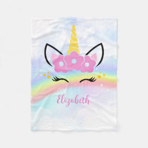 Persoonlijk Eenhoorn Regenboog Baby Meisje Cadeau Fleece Deken
