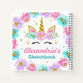 Persoonlijk eenhoornkinderverjaardagsfeestje favor notitieboek (Achterkant)
