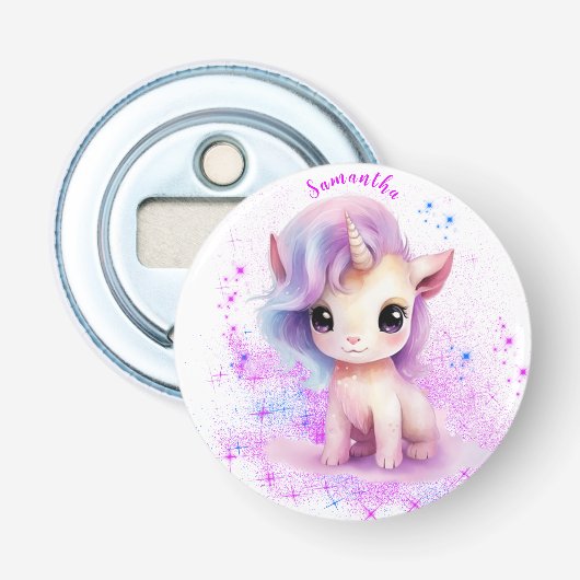 Persoonlijk Eenhoornontwerp Button Flesopener (Voorkant)