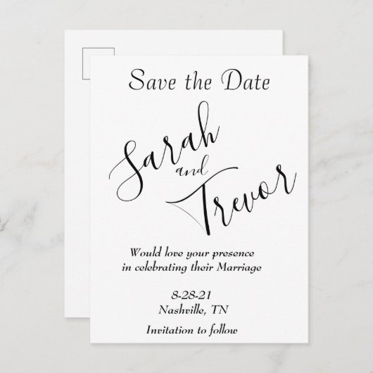 Persoonlijk eenvoudig aankondigingskaart (Voorkant / Achterkant)