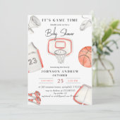 Persoonlijk Eenvoudig Basketbal Baby shower feest Kaart (Staand voorkant)