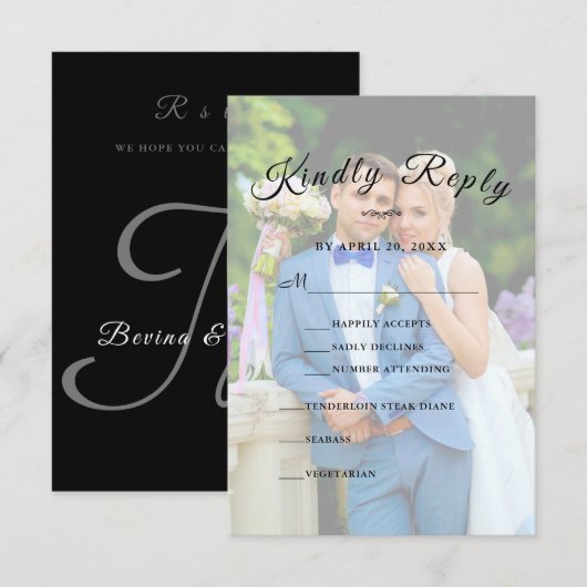 Persoonlijk Eenvoudig Elegant GV Script RSVP (Voorkant / Achterkant)