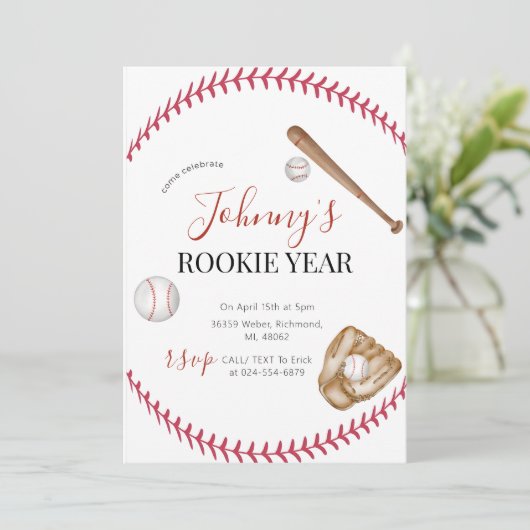 Persoonlijk eenvoudig honkbal verjaardagsfeestje kaart (Staand voorkant)