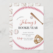 Persoonlijk eenvoudig honkbal verjaardagsfeestje kaart (Voorkant / Achterkant)