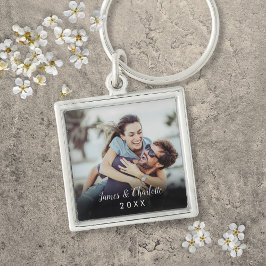 Persoonlijk eenvoudig modern elegant schrift foto sleutelhanger
