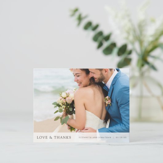 Persoonlijk Eenvoudig modern fotohuwelijk Bedankkaart (Staand voorkant)