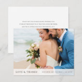 Persoonlijk Eenvoudig modern fotohuwelijk Bedankkaart (Voorkant / Achterkant)