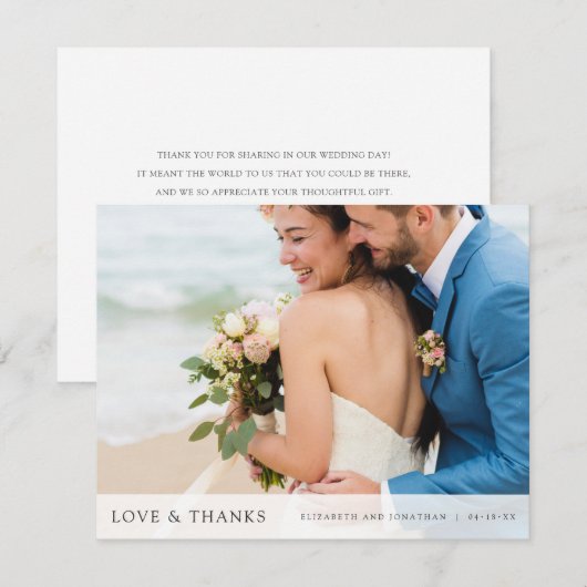 Persoonlijk Eenvoudig modern fotohuwelijk Bedankkaart (Voorkant / Achterkant)