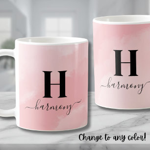 Persoonlijk Eenvoudig Modern Roze Monogram Koffiemok