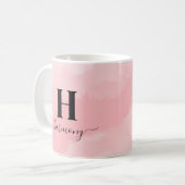 Persoonlijk Eenvoudig Modern Roze Monogram Koffiemok (Voorkant links)