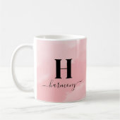 Persoonlijk Eenvoudig Modern Roze Monogram Koffiemok (Links)
