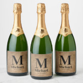Persoonlijk eenvoudig monogram sparkling wijnetiket (Flessen)