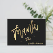 Persoonlijk eenvoudig script gouden bedankje bedankkaart (Staand voorkant)