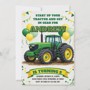 Persoonlijk eenvoudig Tractor verjaardagsfeestje Kaart