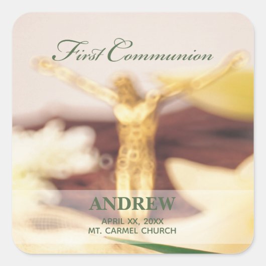 Persoonlijk, Eerste Communicatie Gefeliciteerd Vierkante Sticker (Voorkant)