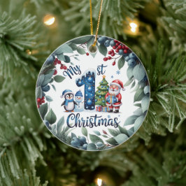 Persoonlijk eerste kerstcadeau voor de baby keramisch ornament
