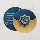 Persoonlijk Eid Mubarak Gouden rond Feestdagenkaart (Voorkant / Achterkant)