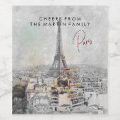 Persoonlijk Eiffeltoren Parijs Wijnlabel Op Maat Wijn Etiket (Enkel label)