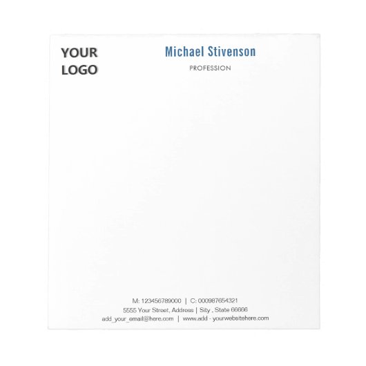 Persoonlijk eigen ontwerp tekst en logo notitieblo notitieblok (Voorkant)