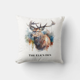 Persoonlijk elandhuisje lodge accent cadeau kussen