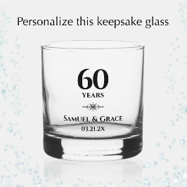 Persoonlijk Elegant 60e Diamanten Trouwdag Cadeau Whisky Glas
