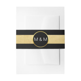 Persoonlijk Elegant Black Faux Gold Foil Wedding Uitnodigingen Wikkel