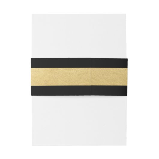 Persoonlijk Elegant Black Faux Gold Foil Wedding Uitnodigingen Wikkel (Achterkant Voorbeeld)