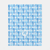 Persoonlijk Elegant Blauwe Patroon Monogram Fleece Deken (Voorkant)