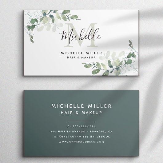 Persoonlijk Elegant Eucalyptus Monogram Visitekaartje