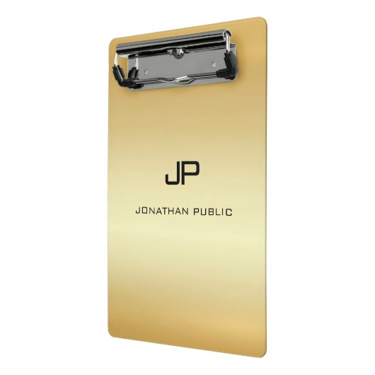Persoonlijk Elegant Faux Gold Modern Monogram Mini Klembord (Angled2)