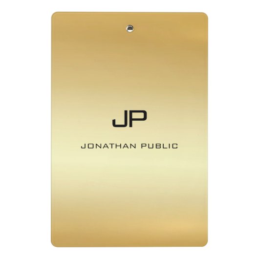 Persoonlijk Elegant Faux Gold Modern Monogram Mini Klembord (Achterkant)