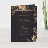 Persoonlijk Elegant Gold Metallic Floral Wedding Programma (Voorkant)