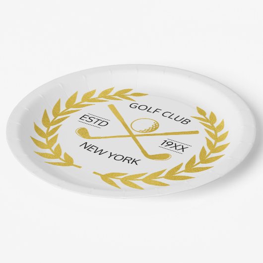 Persoonlijk Elegant Golf Club Gold Wreath Papieren Bordje (Gekanteld)