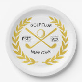 Persoonlijk Elegant Golf Club Gold Wreath Papieren Bordje (Voorkant)