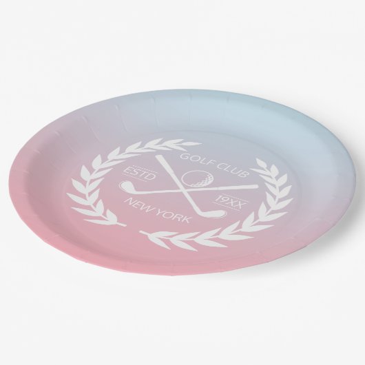 Persoonlijk Elegant Golf Club Gold Wreath Papieren Bordje (Gekanteld)