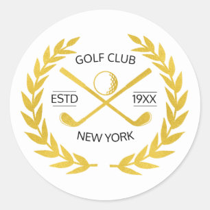 Persoonlijk Elegant Golf Club Gold Wreath Ronde Sticker