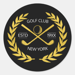 Persoonlijk Elegant Golf Club Gold Wreath Ronde Sticker