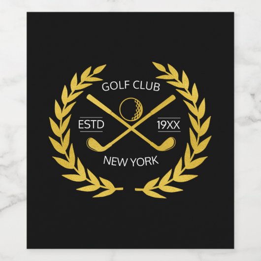 Persoonlijk Elegant Golf Club Gold Wreath Wijn Etiket (Enkel label)