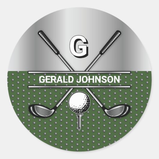 Persoonlijk Elegant Golf Monogram Logo Ronde Sticker (Voorkant)