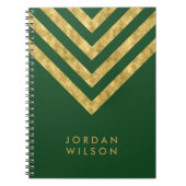 Persoonlijk Elegant Green Faux Gold Chevron Notitieboek (Voorkant)