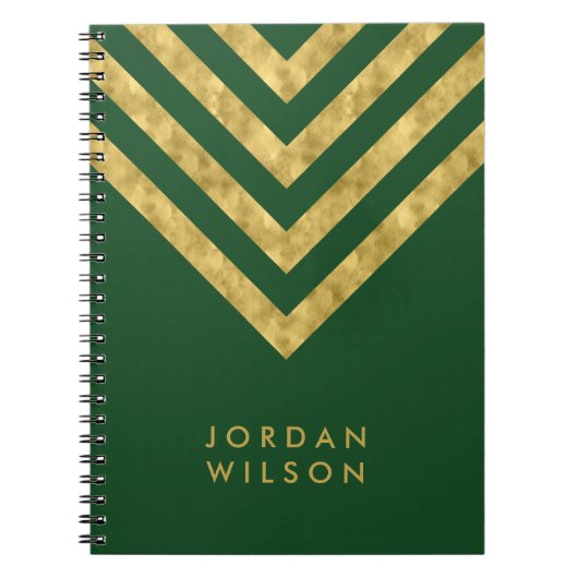 Persoonlijk Elegant Green Faux Gold Chevron Notitieboek (Voorkant)