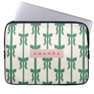 Persoonlijk Elegant Groene Lint Strik Patroon Laptop Sleeve