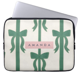 Persoonlijk Elegant Groene Strik Lint Laptop Sleeve