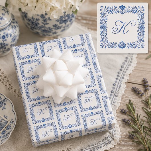 Persoonlijk Elegant Initiaal Monogram Inpakpapier Vel